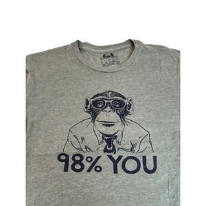 Graphic T-Shirt Vintage Y2K 90s Chimpanzee Ape‎ 98% You Gray KC